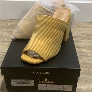 Raelynn Corduroy Light Yellow Peep-Toe Mules